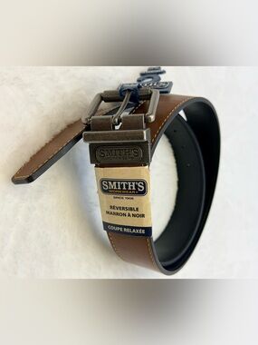 SMITH'S WorkWear Men’s Reversible Brown to Black Leather Belt size 34-36